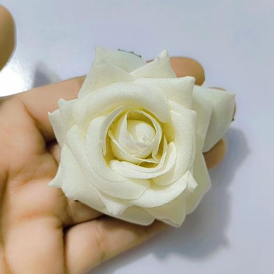 White Flowers Roses Artificial Flowers, Soft Real Touch Silk Artificial Roses Stems, Lifelike Faux Rose for Wedding Table Centerpieces Party Home Decoration