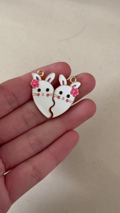 Matching Heart Bunny Charm 28x15mm