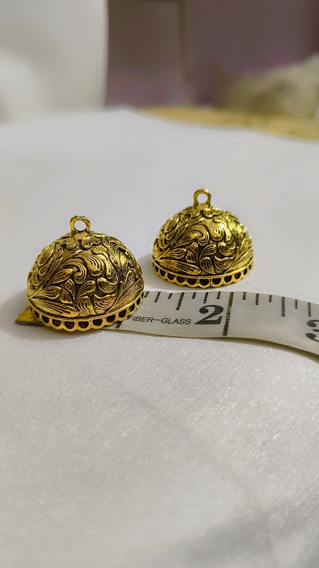 German Silver Jhumk Base -Antique Silver|golden Pattern19- 20*25MM