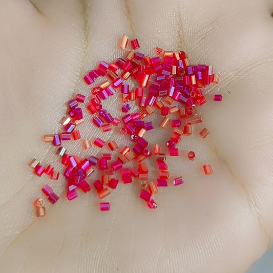 15/0 Dark Pink Rainbow, Hex Glass Seed Beads,