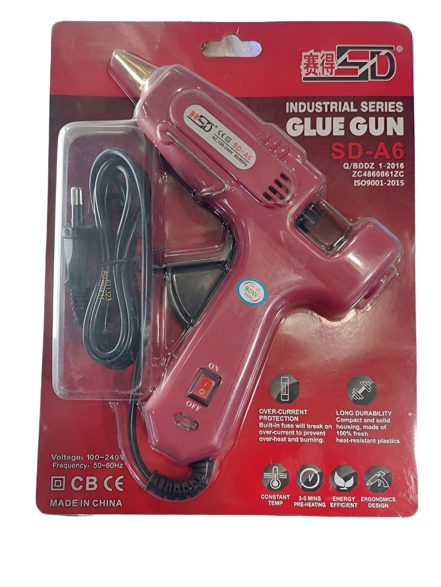 SD-A6 hot melt glue gun 60/100W double temperate switch indicator light 11mm glue stick hot melt gun red glue gun