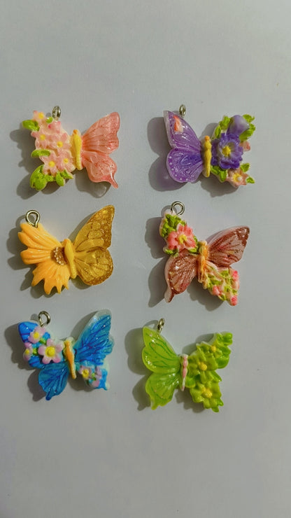 Butterfly charms for jewelry making findings lovely resin animals insect pendant DIY earrings keychains