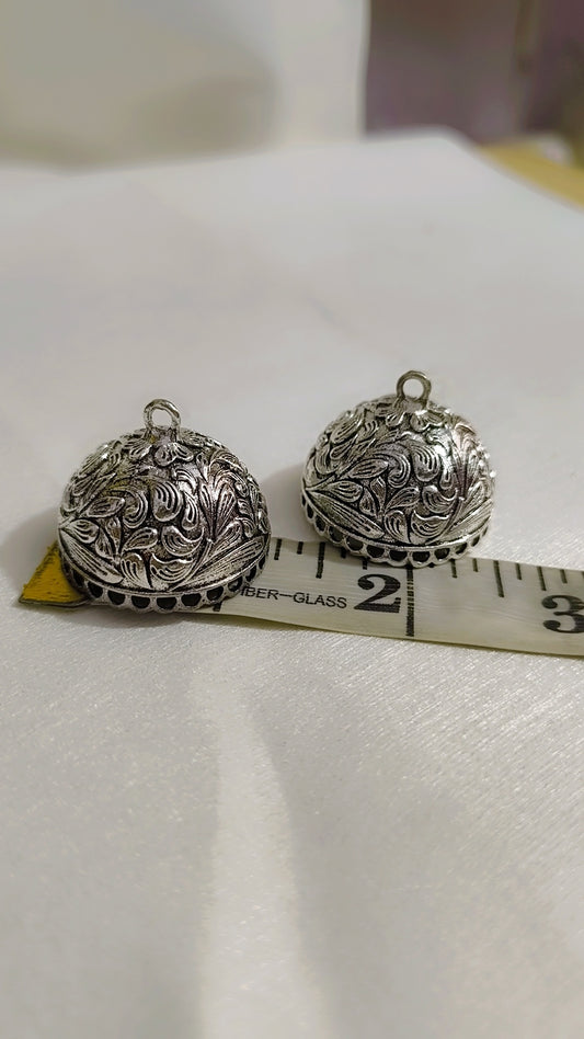 German Silver Jhumk Base -Antique Silver|golden Pattern19- 20*25MM