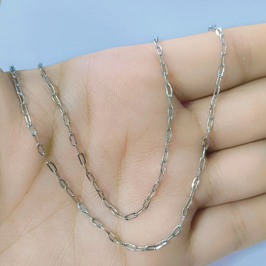 Silver Paperclip Link Chain Brass Soldered Oval Cable Cross Chain 7.6x2.6mm with Spool for Jewelry Pendant Necklace Bracelet Making