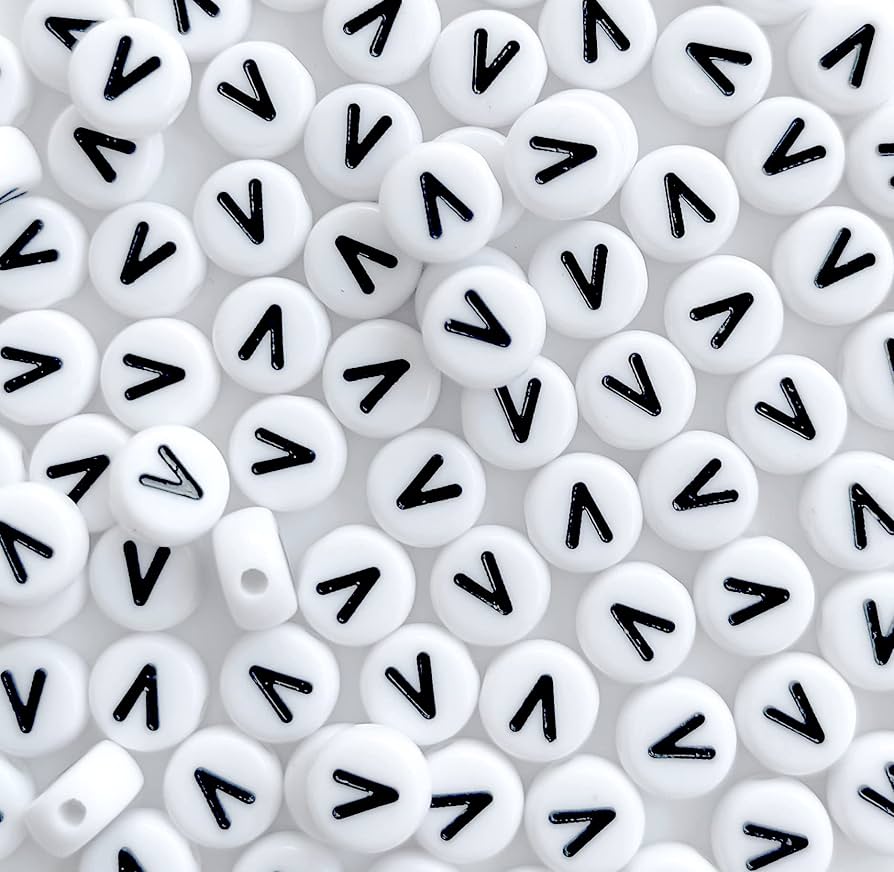 A to Z alphabet Letter Beads White Round Acrylic Alphabet Beads Vowel Letter A Beads for Jewelry Making Bracelets Necklaces Key Chains DIY 4X7mm (0Flat Round-Vowel