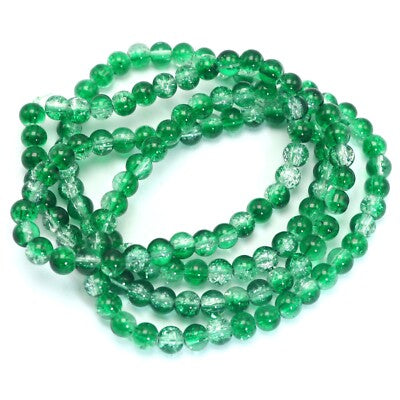 6mm Green Crackle Cracked Round Glass Crystal Charm 145 Beads in each string Craft ,DIY