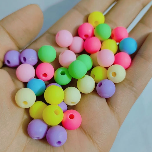 10mm Candy Color Acrylic Round Pastel Beads Assorted Candy Color Mix Rainbow Loose Beads Spacer for Jewelry Making Bracelets Necklaces DIY Crafts (Frosted Multicolor)