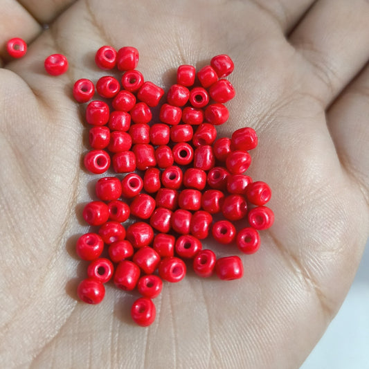 Pony Beads Bracelet 4mm Red glass Barrel Pony Beads for Necklace, Hair Beads for Braids, Key Chain, Jewelry Making (Red)
