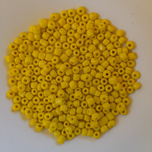Chinese Seed Beads Size 6 Opaque Yellow 30gm Bag