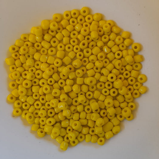 Chinese Seed Beads Size 6 Opaque Yellow 30gm Bag