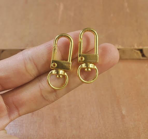 Gold lobster swivel clasps key ring, Lobster Clasp, Swivel Clasp Connector for Keychains, Strap for Purse Clip Add On, 33 x 12mm
