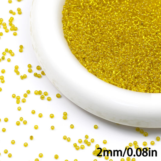 2mm Lemon Yellow Colors Seed Beads for Jewelry Making 110 Grams About 9800pcs, 12/0 Glass Craft for Making Earrings, Bracelets, Pendants, Waist Jewelry, DIY Handmade Seed Beads (Yellow)