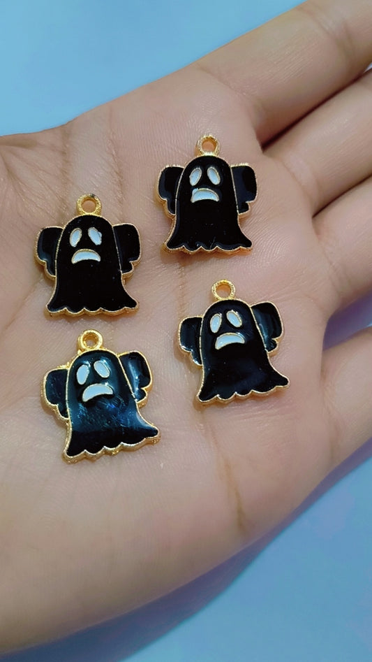 Adorable Ghost Charms, Set of 4, Creepy Cute Pastel Enamel Charms for Halloween