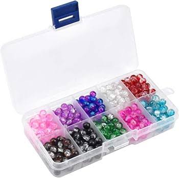 Pack of 450 6 mm Crackle Glass Beads, Colourful Craft Beads with Holes, Round Cracks Glass Beads, Crystal Glass Beads Bead Loose for Necklaces, Bracelets, Jewellery Making and DIY Craft Decor