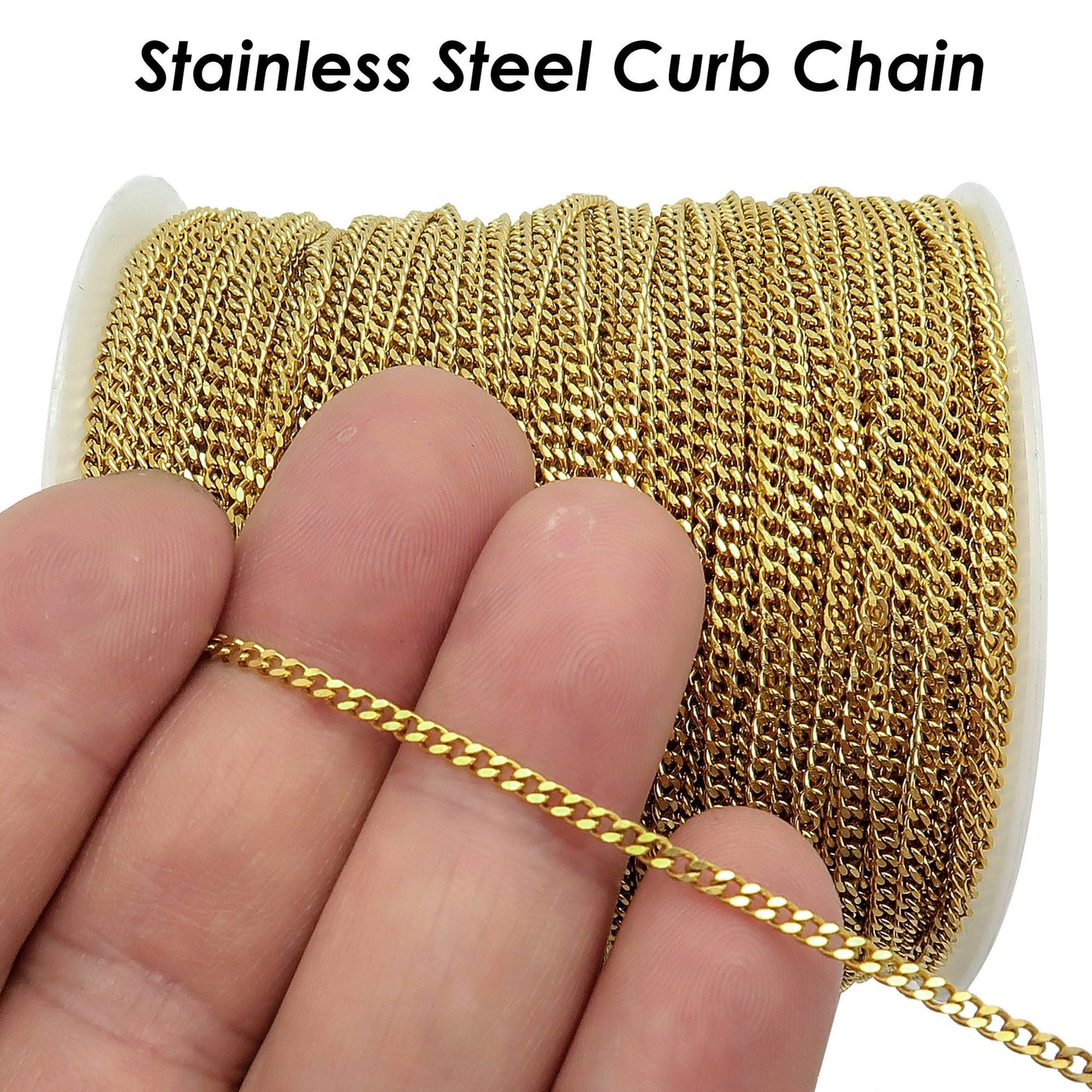 Stainless Steel Curb Chains Roll 4mm Chains Bulk for Jewelry Making Stainless Steel Flat Twisted Link Chains Spool for DIY Craft Necklace Bracelet