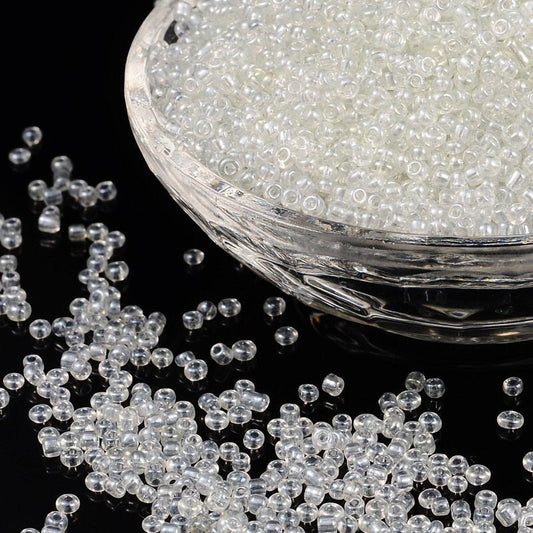30 grams of 2mm clear seed beads, approximately 2000 seed beads, translucent luster, seed beads, 2mm beads