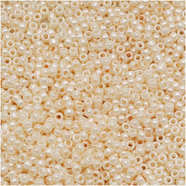Round Seed Beads 15/0 Opaque Lustered Light Beige