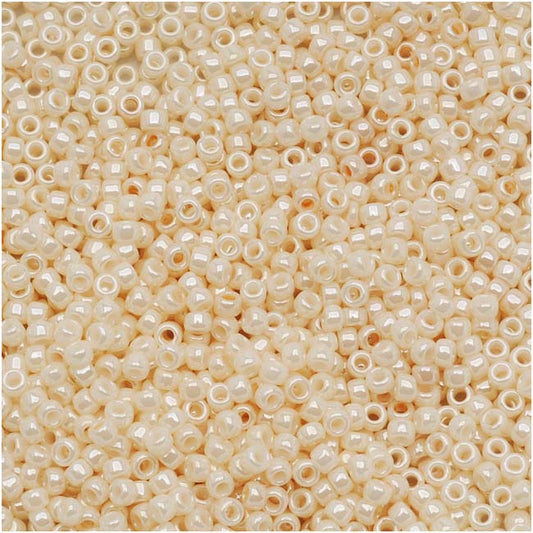 Round Seed Beads 15/0 Opaque Lustered Light Beige